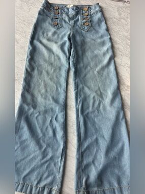 elevenses Light Blue Flare Jeans with Button-Front Pockets